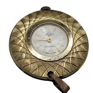 Villereuse Ladies Wind Pendant Watch Geometric Etched Pattern Gold Tone Vtg 38mm